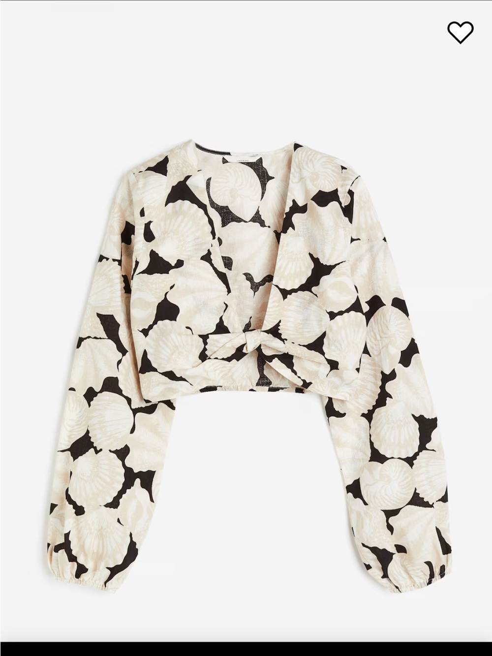 H&M Cream & Black Twist-Front Cropped Top
